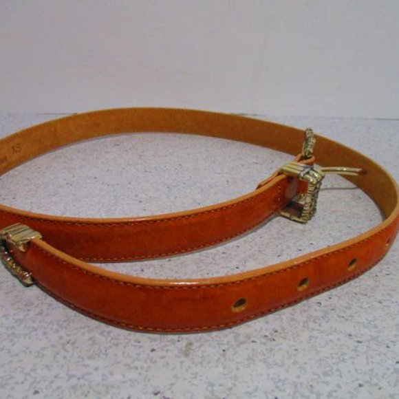 *Talbots Camel Golden Brown Croc Bamboo Motif Silver Accents Belt - Picture 4 of 4